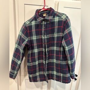Duluth Trading Co Navy, Red & Green Plaid Button-Down Shirt Jacket